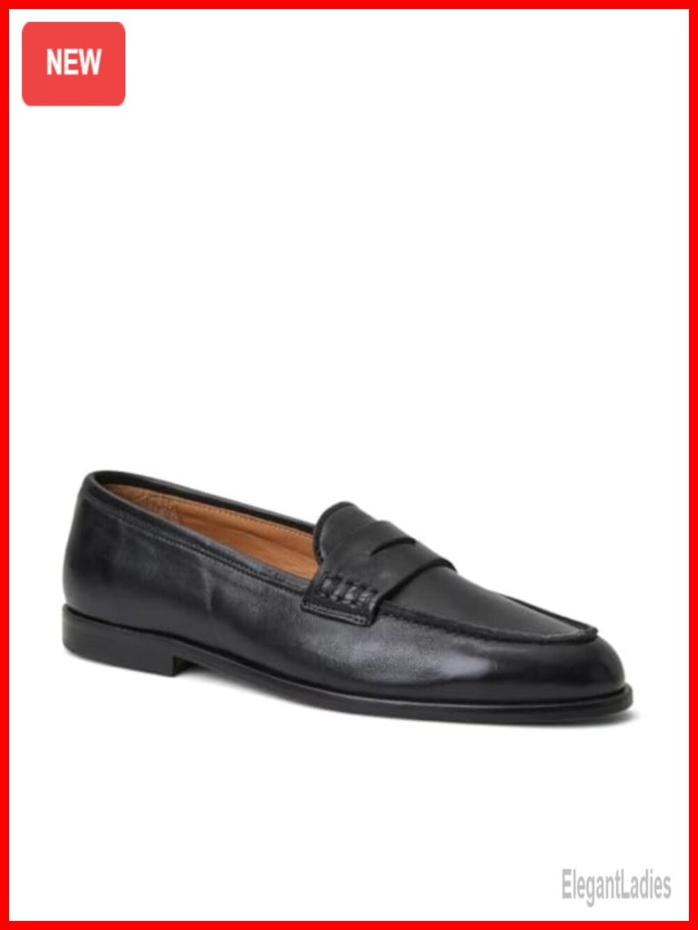 Italian Leather Penny Loafers Slip-On Dress Shoes Kitten Heel